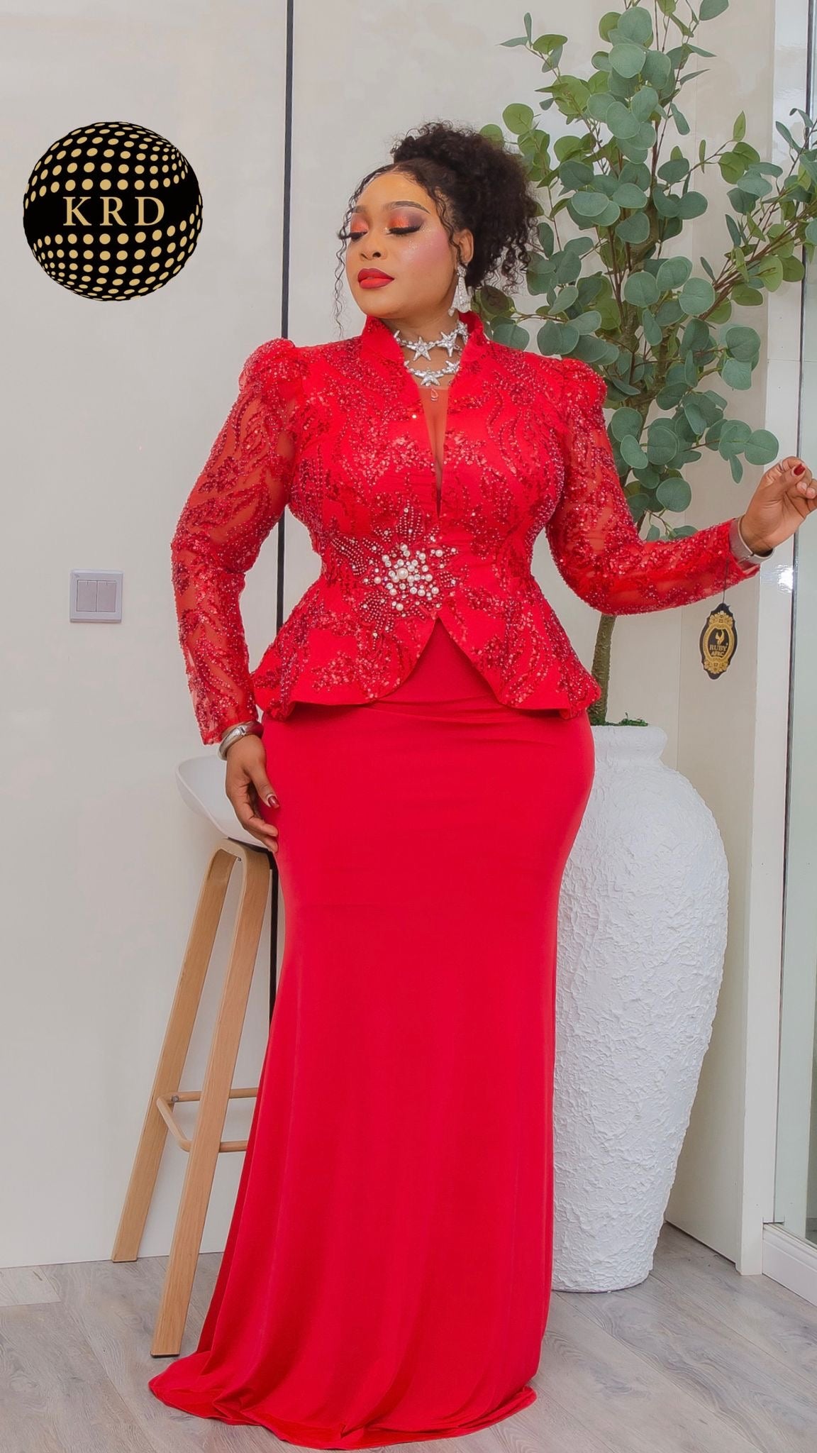 Royal Grace Embellished Peplum Maxi Dress Set – Luxury Formal Evening Gown