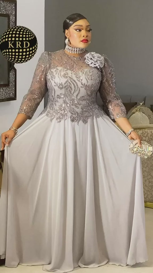 Royal Blossom Sequin Maxi Gown – Elegant Evening & Formal Dress